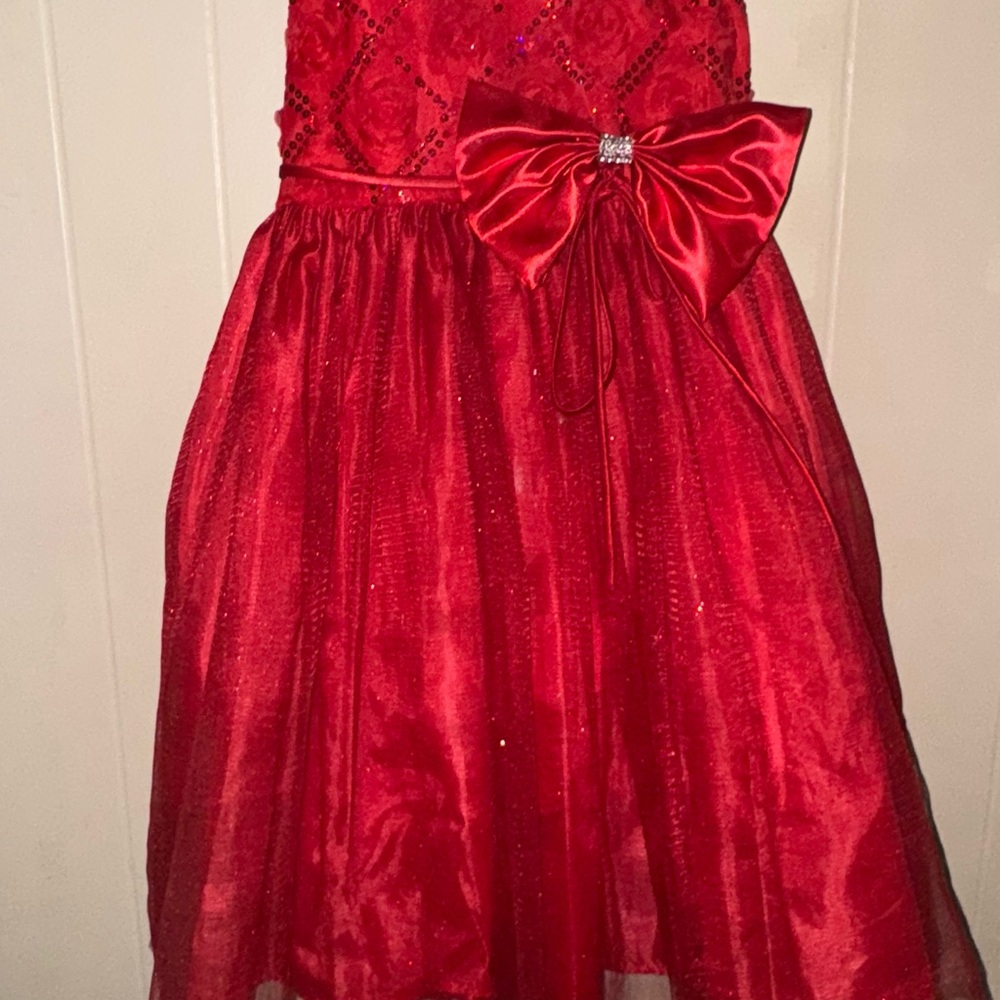 Elegant Red Kids Dress with Bow